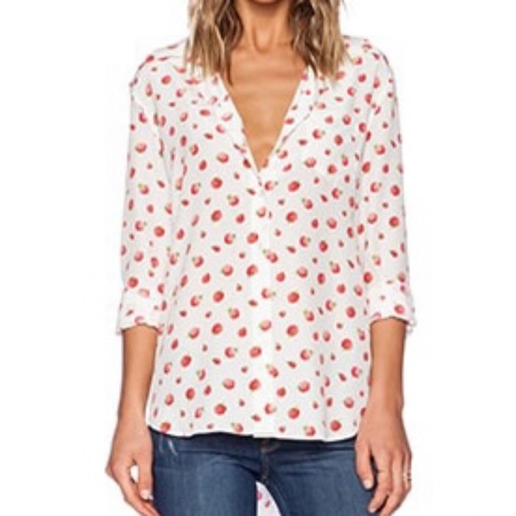 Equipment Tops - Equipment Femme Reese Retro Raspberry Print Silk Blouse, long sleeve, Size XS